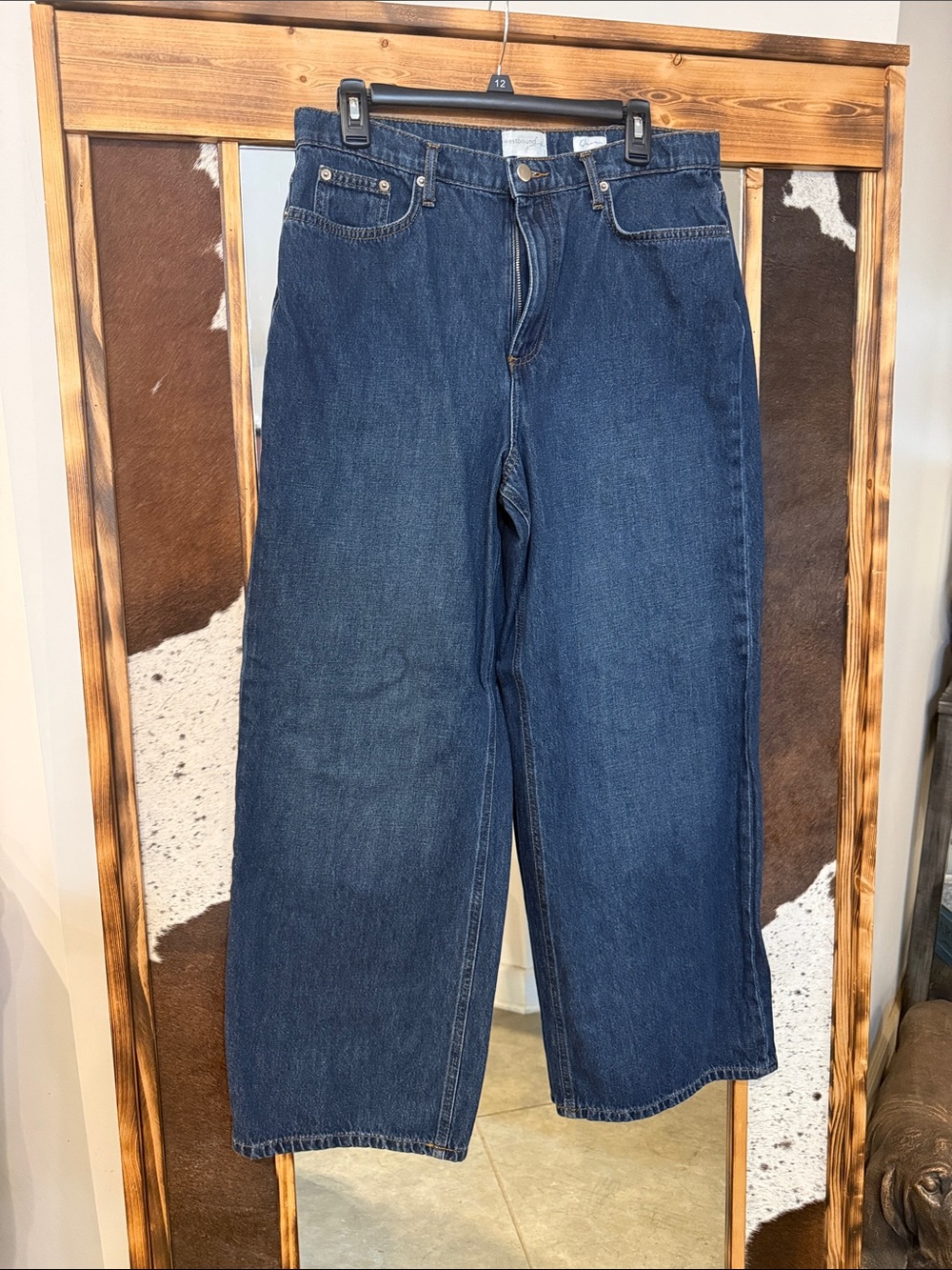 Women’s Wide-Leg Denim Jeans - Dark Blue